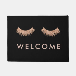 Stilvolle Black Rose Gold Eyelashes Willkommen Fußmatte