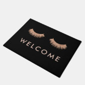 Stilvolle Black Rose Gold Eyelashes Willkommen Fußmatte (Schrägansicht)