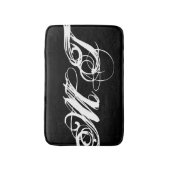 Stilvolle Black Script Calligraphy Monogram Initia Badematte (Vorderseite Vertikal)