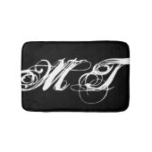 Stilvolle Black Script Calligraphy Monogram Initia Badematte (Vorderseite)