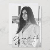 Stilvolle Black Script Foto Graduation Party Einladung (Vorderseite)