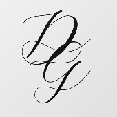 Stilvolle Black Script-Overlapping Monogram Weddin Fensteraufkleber (Blatt)