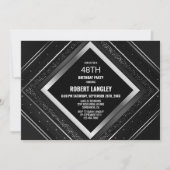 Stilvolle Black Silver Geburtstagsparty Einladung (Vorderseite)