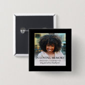 Stilvolle Black Square Foto Funeral Taste Button (Vorne & Hinten)