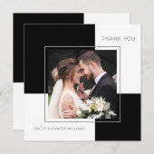 Stilvolle Black Square Wedding Vielen Dank mit Fot Dankeskarte (Vorne/Hinten)