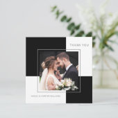 Stilvolle Black Square Wedding Vielen Dank mit Fot Dankeskarte (Stehend Vorderseite)