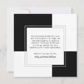 Stilvolle Black Square Wedding Vielen Dank mit Fot Dankeskarte (Rückseite)