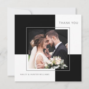Stilvolle Black Square Wedding Vielen Dank mit Fot Dankeskarte