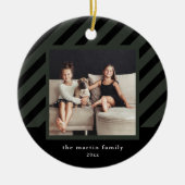 Stilvolle Black Stripe Einfaches Foto Weihnachten Keramik Ornament (Vorne)