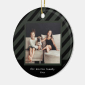 Stilvolle Black Stripe Einfaches Foto Weihnachten Keramik Ornament (Links)