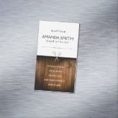 Stilvolle Black Subtle Wavy | Holzsalonschere Magnetische Visitenkarte (Beispiel)