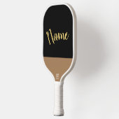 Stilvolle Black Three Quarter Script Mocha Akzent Pickleball Schläger (Links)