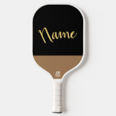 Stilvolle Black Three Quarter Script Mocha Akzent Pickleball Schläger (Rückseite)