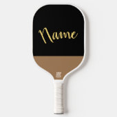 Stilvolle Black Three Quarter Script Mocha Akzent Pickleball Schläger (Vorderseite)