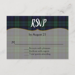 Stilvolle Black Watch Tartan Wedding RSVP Card Karte