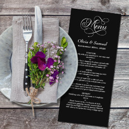 Stilvolle Black Wedding Menükarte