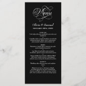 Stilvolle Black Wedding Menükarte (Vorderseite)