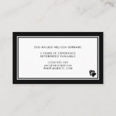 Stilvolle Black & White Dog Silhouette Dog Walker Visitenkarte (Rückseite)