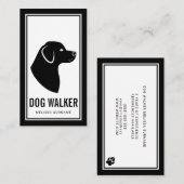 Stilvolle Black & White Dog Silhouette Dog Walker Visitenkarte (Vorne/Hinten)