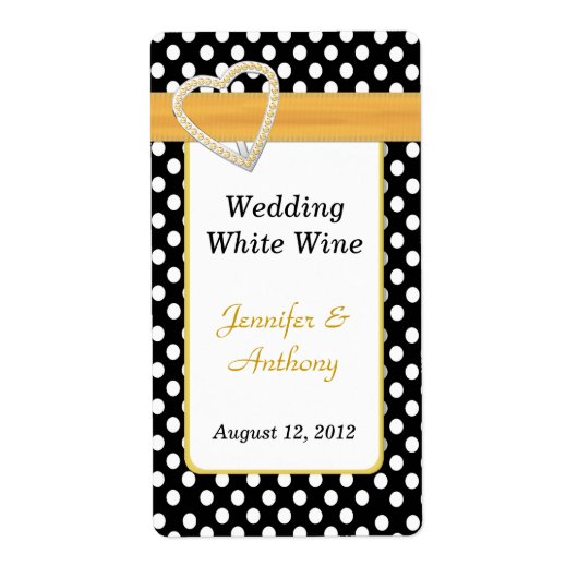 Stilvolle Black & White Polka Dot Wedding Labels (Vorne)