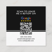 Stilvolle Black & White Review QR Notary Vielen Da Quadratische Visitenkarte (Rückseite)