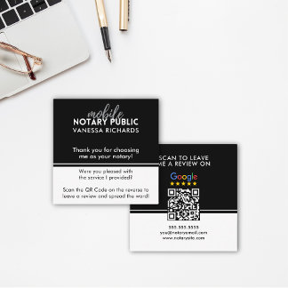 Stilvolle Black & White Review QR Notary Vielen Da Quadratische Visitenkarte