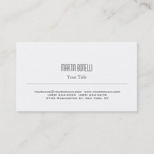 Stilvolle Black & White Trendy Business Card Visitenkarte (Vorderseite)