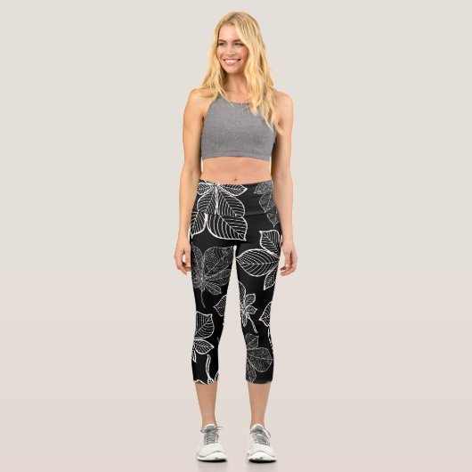 Stilvolle Blätter 3 Capri Leggings (Vorderseite)