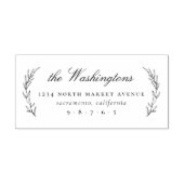 Stilvolle Blätter Calligraphy Family Rücksendeadre Gummistempel (Prägung)