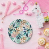 Stilvolle Blätter Elegantes Leaf Muster Botanisch  Pappteller (Party)