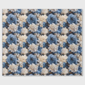 Stilvolle blau-weiße Blumenmuster Geschenkverpacku Geschenkpapier (Flach)