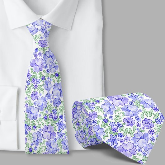 Stilvolle blaue Blumenmuster-Krawatte Krawatte