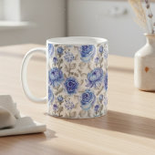 Stilvolle Blaue Flora Art Aquarellmuster Kaffeetasse