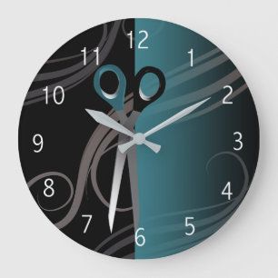 stilvolle blaue Friseursalonuhr Große Wanduhr