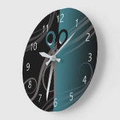 stilvolle blaue Friseuruhr Große Wanduhr (Winkel)