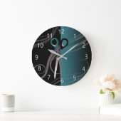 stilvolle blaue Friseuruhr Große Wanduhr (Zuhause)