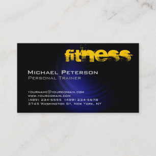 Stilvolle Blaue Gelbe Schwarze Fitness Visitenkart Visitenkarte