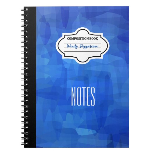 Stilvolle blaue Gemusterte Personalisierte Komposi Notizblock (Vorderseite)