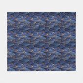 Stilvolle blaue goldene Federn Fleecedecke (Vorderseite (Horizontal))