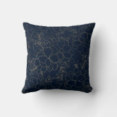 Stilvolle blaue Goldhandschuhe mit Blumen Kissen (Rückseite)