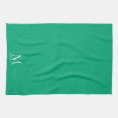 Stilvolle Blaue Grüne Moderne Vorlage Monogramm Na Geschirrtuch (Horizontal)