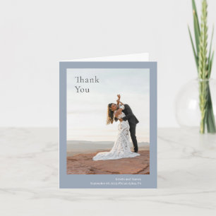 Stilvolle, blaue Hochzeit Dankeskarte