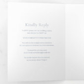 Stilvolle, blaue Hochzeit Dreifach Gefaltete Einladung (Innen Erste Seite)