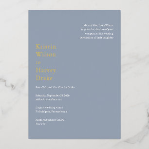 Stilvolle, blaue Hochzeit Folieneinladung