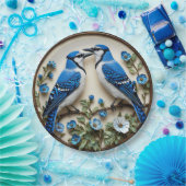 Stilvolle blaue Jay inmitten eines dekorativen Bot Pappteller (Party)
