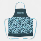 Stilvolle blaue Leopardendruckerei mit einem gürtl Schürze (Vorderseite)