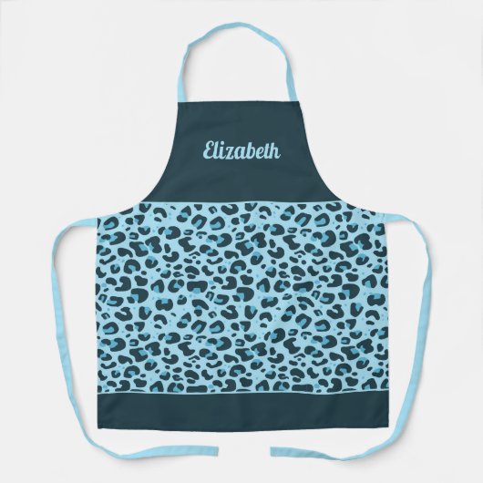 Stilvolle blaue Leopardendruckerei mit einem gürtl Schürze (Vorderseite)