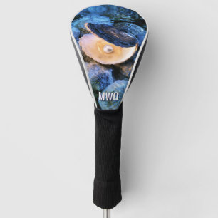 Stilvolle blaue Perlenauster Monogramm Golf Headcover