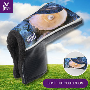 Stilvolle blaue Perlenauster-Monogramm Golf Headcover