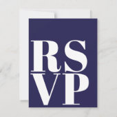 Stilvolle blaue RSVP-Karten für das Hochzeitsstipe RSVP Karte (Rückseite)